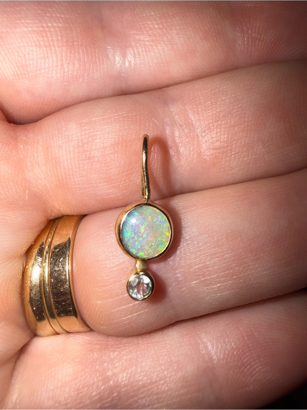 10k Gold and Australian Opal / White Sapphire Pendant